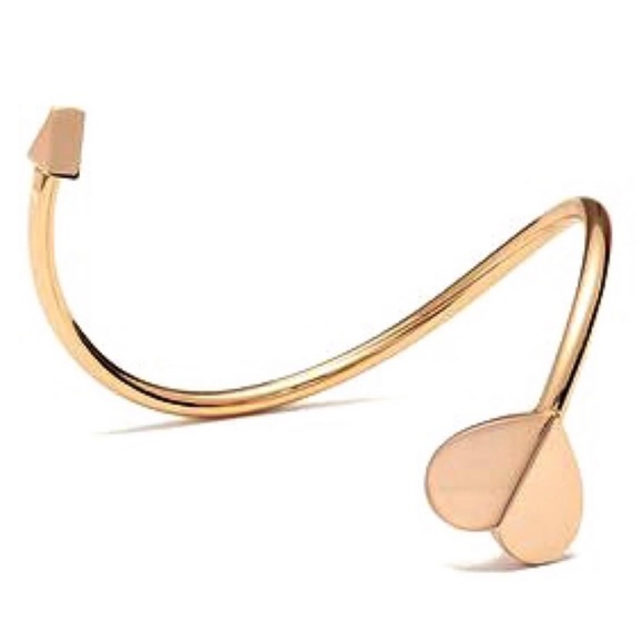 KATE SPADE • Rose Gold Heritage Heart Gold Glitter Flex Cuff Bracelet - Picture 6 of 7